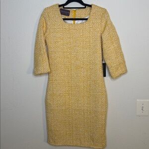 Ron David NWT Yellow Textured tweed size Medium Dress